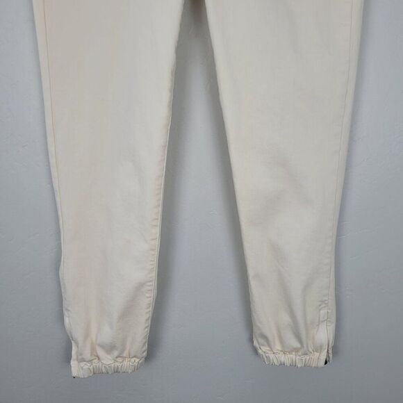 Paige Mayslie Jogger Ankle Zip Stretch Pants Quartz Sand Ivory Size 27 - Picture 4 of 12